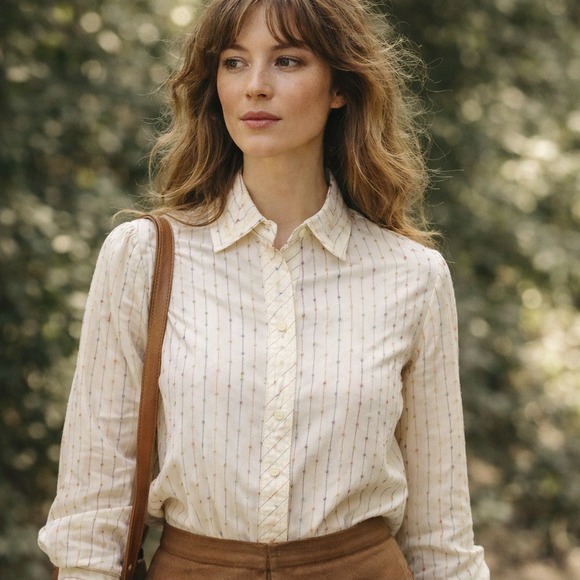 Vintage Tops - Vintage‎ Contessa Monique Florence Alper 70s Rainbow Stripe Blouse Button Front